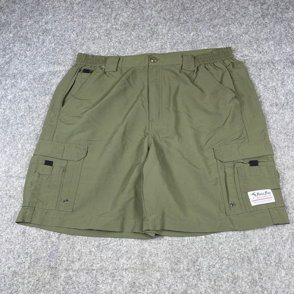 Bimini Bay Outfitters Performance Cargo Shorts Men 40 Olive Green Fishing Hiking